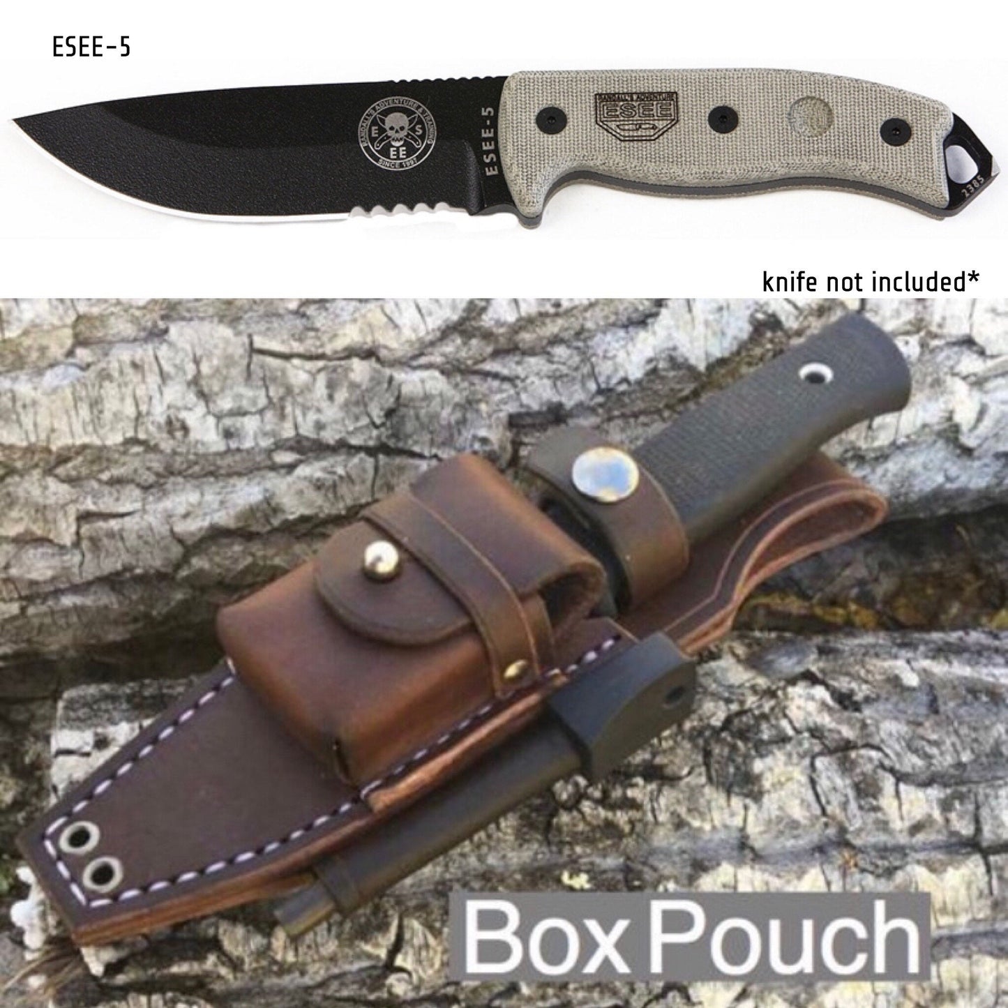Custom Bushcraft Sheath with Box Pouch for ESEE-5