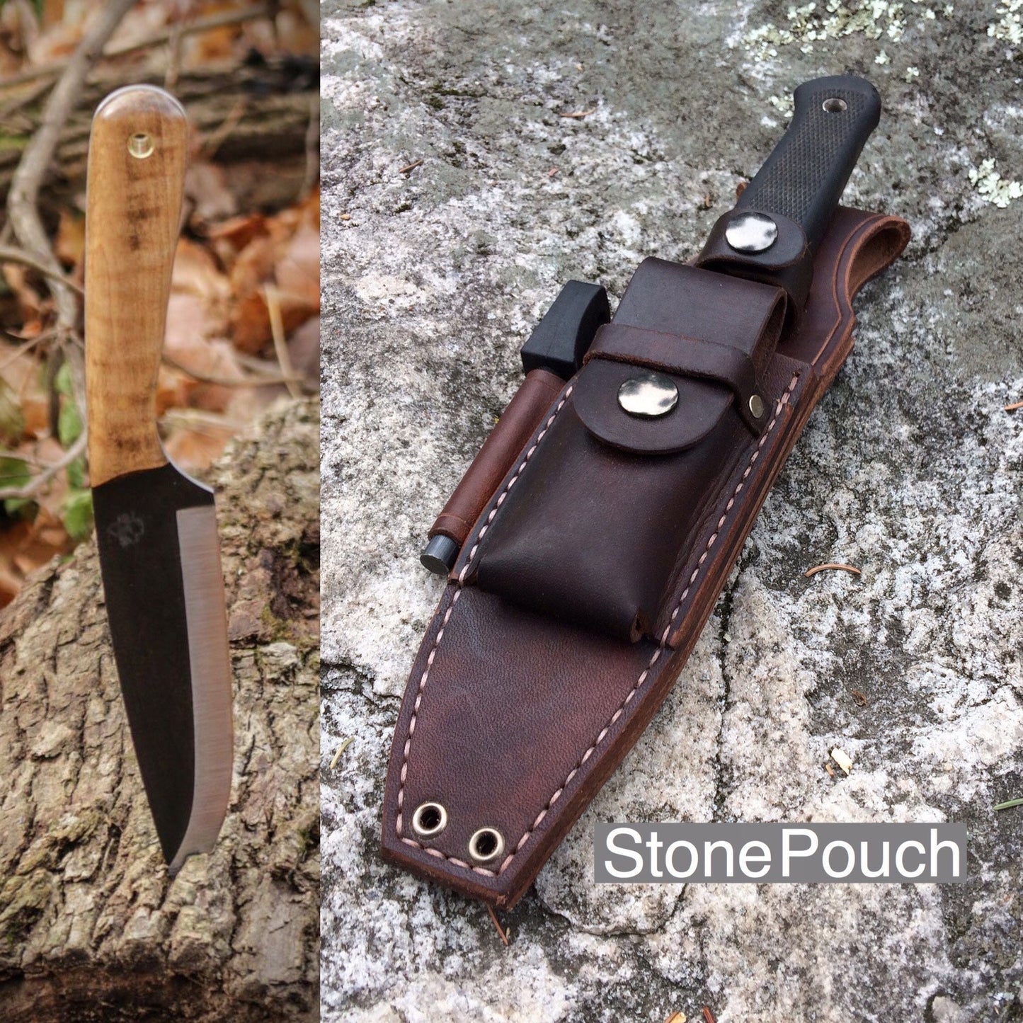 Bushcraft Knife Sheath for the PKS Survival Knife - Stone Pouch